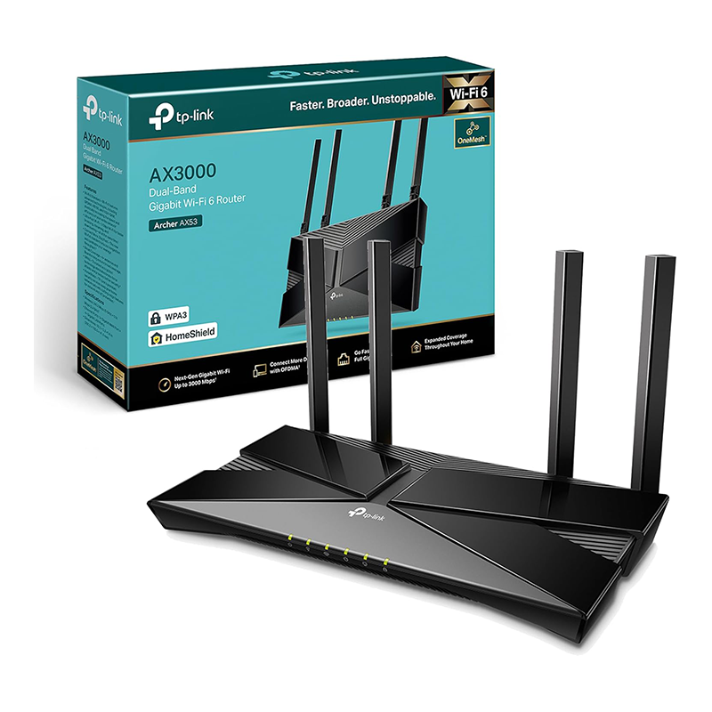 TP-Link Next-Gen Wi-Fi 6 AX3000 Mbps Gigabit Dual Band Wireless Router, OneMesh™ Supported, Dual-Core CPU, HomeShield, Ideal for Gaming Xbox/PS4/Steam, Compatible with Alexa (Archer AX53)